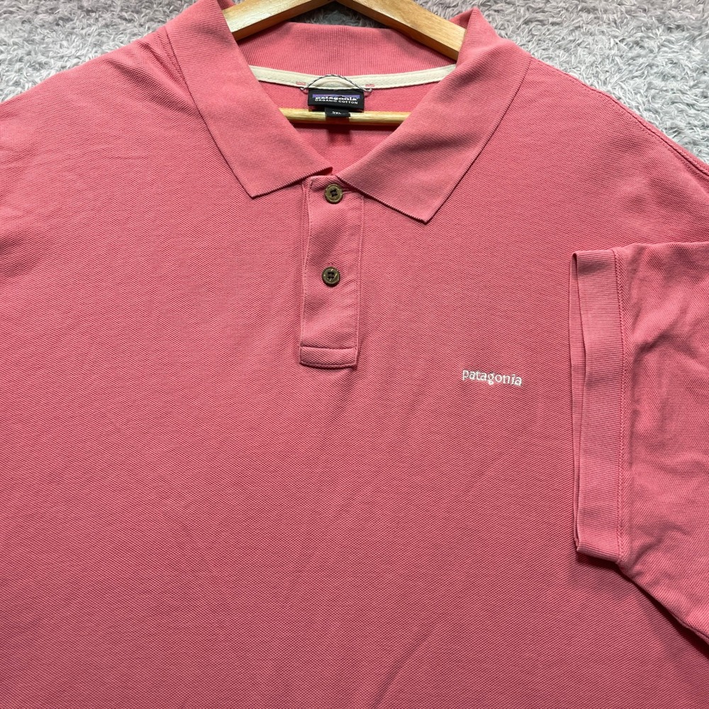Patagonia Mens Polo Shirt Coral Pink 3XL Short Sleeve Casual Golf